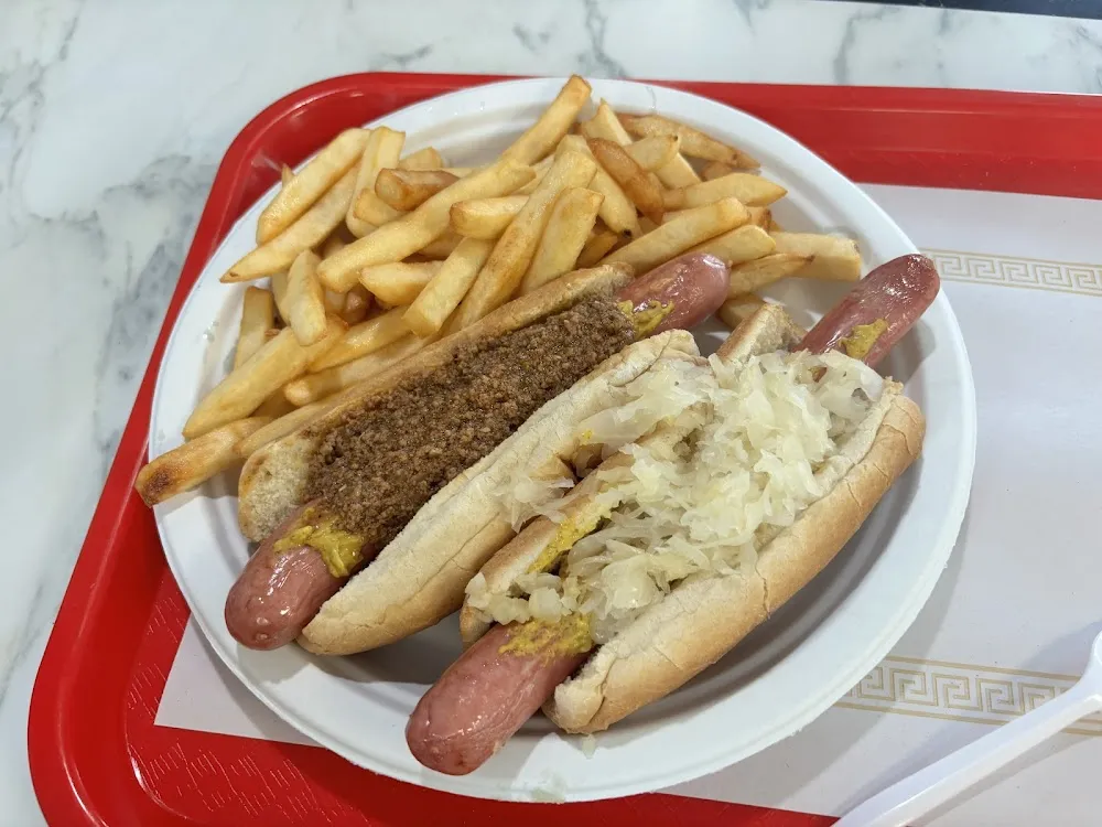 Mustard and Kraut Mustard and Chili and Fries